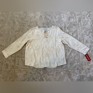 BonWorth Cream Leaf-Print Long Sleeve Tunic